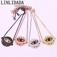 8 шт. Pave Zirconia CZ разъем для глаз смешанный цвет цепи браслеты с подвесками ювелирные изделия для женщин девочек