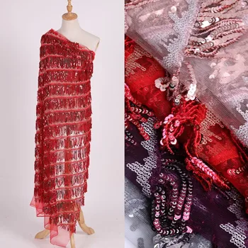 

Fringe Tassel Mesh Sequined Embroidery Lace Fabric Trim For Evening/Stage Dress Clothing Decoration Sew on Trimming Accessories