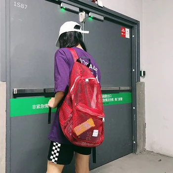 

Ins Fashion Backpack Harajuku Ulzzang Girl Backpack Simple High School Campus Students Backpack Mesh Surfacebackpack