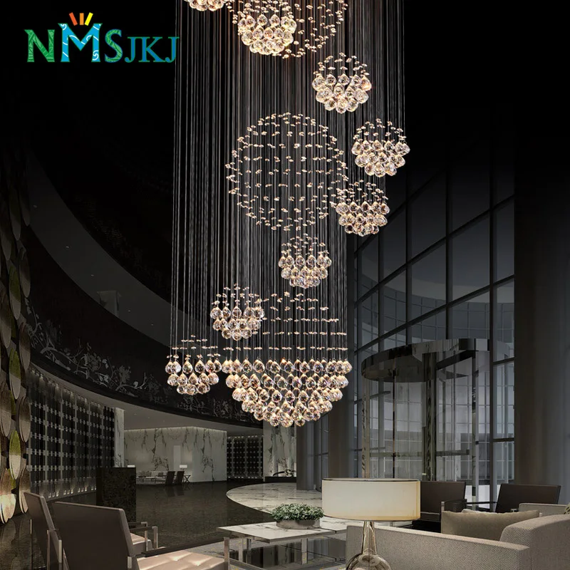 

LED Modern Double Staircase Crystal Chandelier Fixture For Living Room Decoration Suspended Lighting AC 90-260V