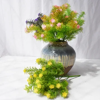 

30cm 7 forks vanilla with rose flowers greenery plants, artificial flower water grass for home wedding decoration