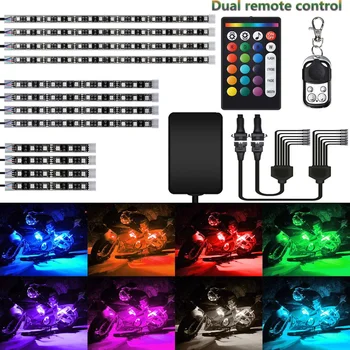 

12pcs Motorcycle Car Interior Atmosphere LED RGB Strip Light Dash Floor Foot RGB LED Strip Decorative Light Music IR/RF Control