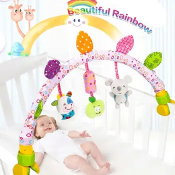 

BABY Toys Travel Play Arch Stroller Crib Pram Activity Bar With Rattle Squeak Teether Easier Outdoors Parenting Infant Gifts
