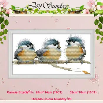 

Three birds patterns counted 11CT 14CT Animals Cross Stitch Set DIY Chinese Cross-stitch Kit Embroidery Needlework Home Decor