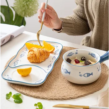 

Oatmeal breakfast bowl set set dishes household combination Japanese tableware one person food creative cute fruit salad bowl