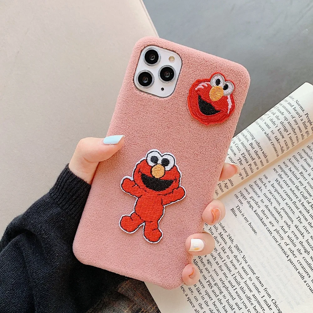 Милый мультфильм Улица Сезам печенье Элмо чехол для телефона для iphone 11 Pro X XS Max Xr 7 8 Plus ткань плюшевая задняя Мягкая обложка чехол s