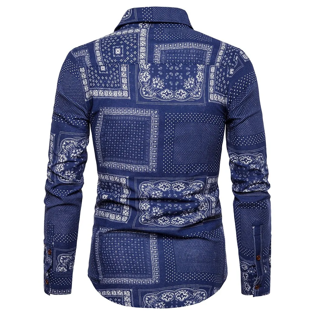 Мужская пляжная гавайская рубашка Весна Осень VogueMen рубашки Slim Fit с длинным рукавом мужская одежда платье рубашка VogueCamisa Femenina