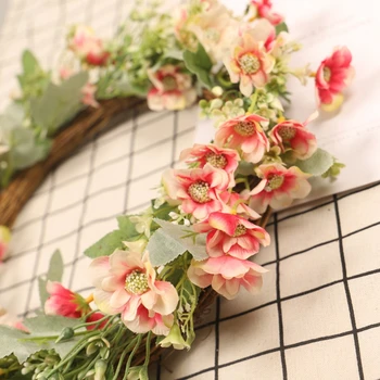 

Simulation Plant Fishtail Chrysanthemum Wreath Home Decor Chrysanthemum Handmade Rattan Circle Christmas Decorations