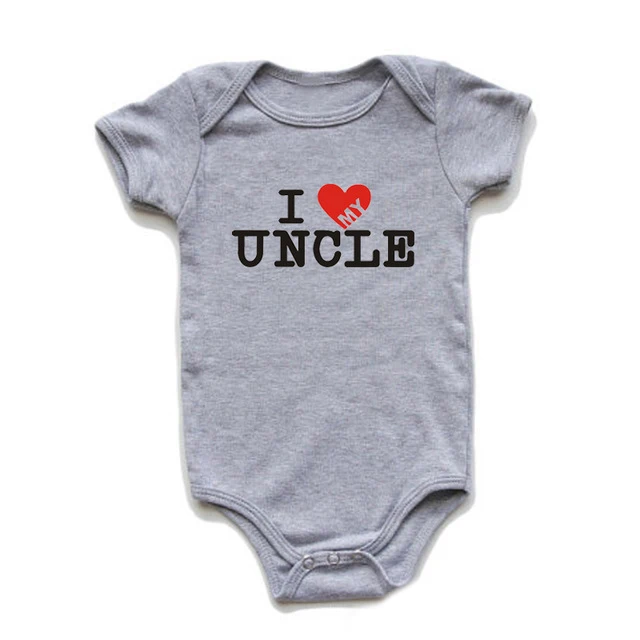 uncle-gray Боди для новорожденных с принтом «Я люблю своего дядюшку» и «тетю»; хлопковый боди с короткими рукавами для маленьких мальчиков; ползунки для девочек; комбинезоны для малышей - Цвет: uncle-gray