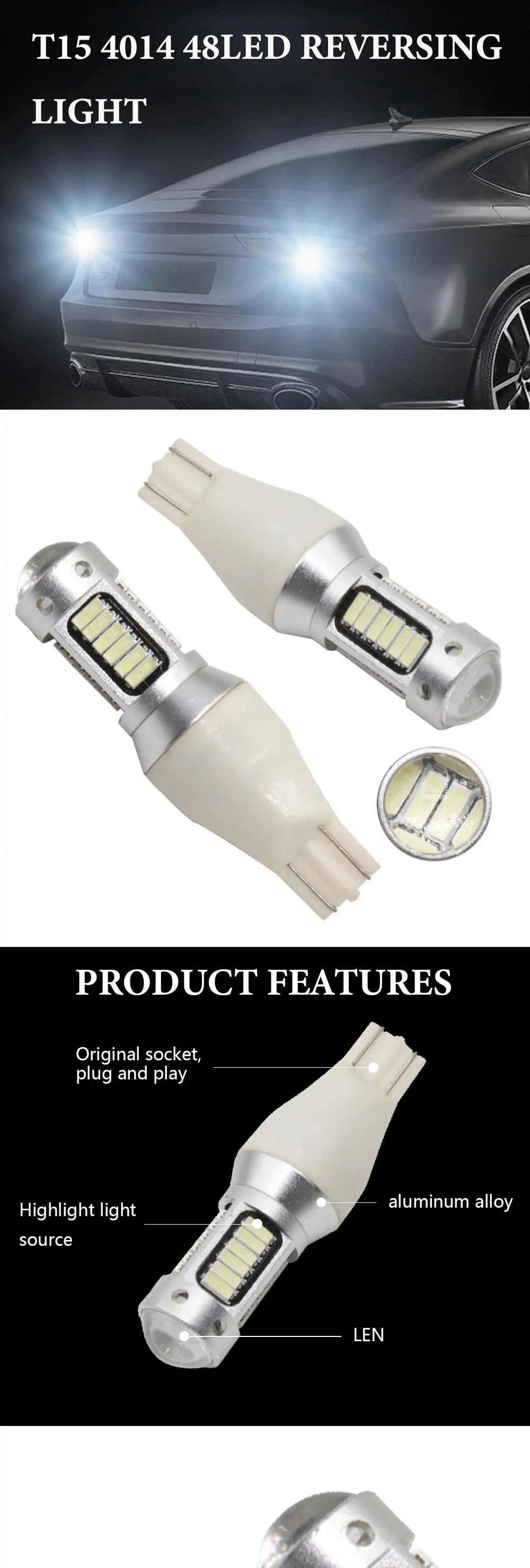 1 шт. W16W светодиодный T15 Светодиодный лампочки Canbus 4014 30SMD ошибок Резервное копирование свет 921 912 W16W светодиодный лампы автомобиля задний фонарь 6000 К ксенон белый