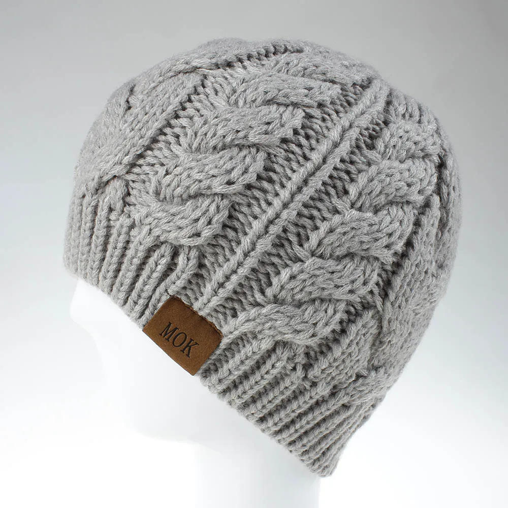 C5 Light grey MOK Женский хвостик бини стрейч вязанные крючком шапочки зимние теплые шапки для женщин шапки Теплые дамские грязные WH204S - Цвет: C5 Light grey MOK