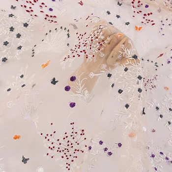 

200x130cm Exquisite embroidery flower tulle gauze lace fabric French lace fabric diy spring / summer fashion dress clothing