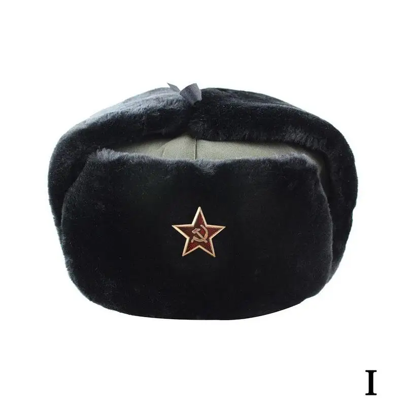 56-60cm Winter Soviet Army Military Badge Hat Outdoor Trapper Aviator Earflap Hat Warmth Hats Caps Cap Bomber Windproof V5E5 mad bomber hat mens