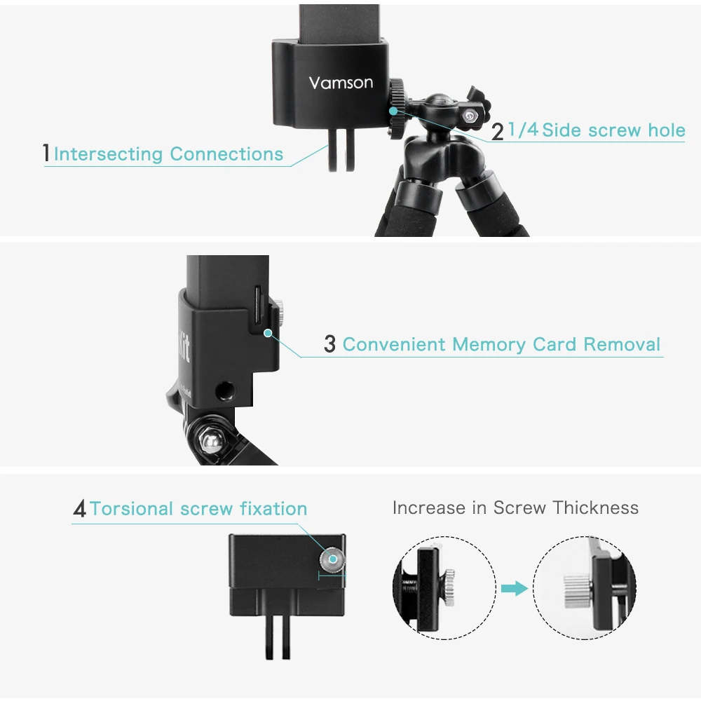 Vamson for DJI OSMO Pocket camera Accessories Set Adapter Mount Holder Clip Selfie Stick Tripod Expansion kit Gimbal OPS01A
