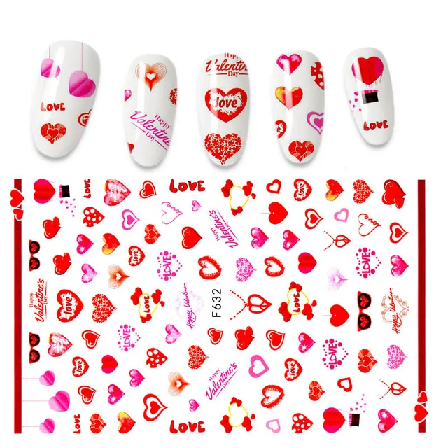 The New 3D Nail Sticker Cool English Letter stickers for nail Foil Love Heart Design Fashion Manicure Stickers A140295