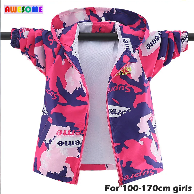 

Children Outerwear Kids Warm Polar Fleece Hooded Coat Waterproof Windproof Girls Sport Jackets Colorful Camouflage For 3-12 Year