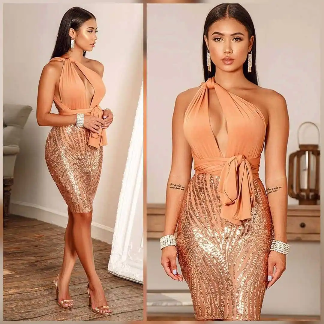 

The new ebay amazon wish to Europe and the United States women's 1066 sequined dress sexy nightclub