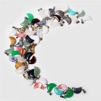 

1-10Pcs 11*18MM Crescent Natural Stone Pendant Smooeth Tiger Eye Opalite Charm Pendants For Jewelry Making DIY Earring Necklace