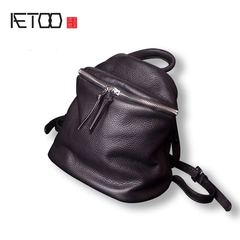 

BJYL Mini backpack female leather small backpack simple casual new first layer of leather soft leather female backpack