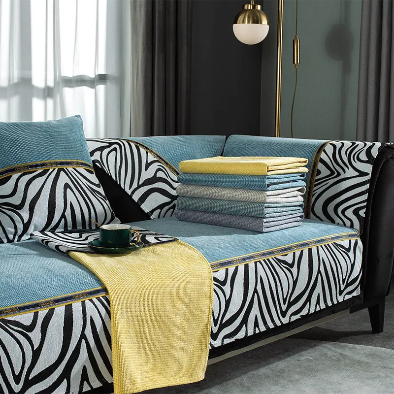 Stripe Velvet Sofa Cover 3/2/1 Seater Leather Couch Cover for Living Room  Non-slip Recliner Slipcover Furniture Protector - AliExpress