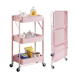 Home Kitchen Organizer 3 Tiers Movable Metal Rolling Storage Cart