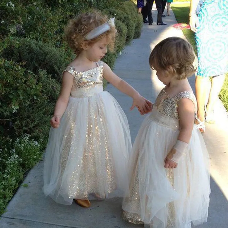 champagne floor length flower girl dresses