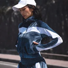 Oyoo, зимняя теплая бархатная куртка для бега, женский свободный свитер на молнии с длинным рукавом, женский топ для йоги, топы для тренировок, розовая толстовка