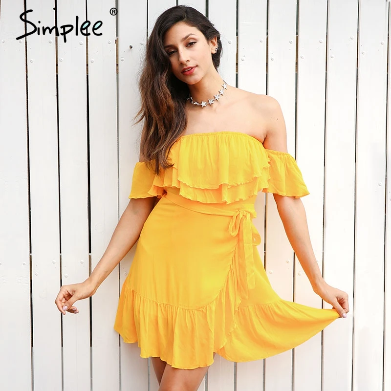Женское летнее короткое платье Simplee с оборками и открытой спиной сексуальное
