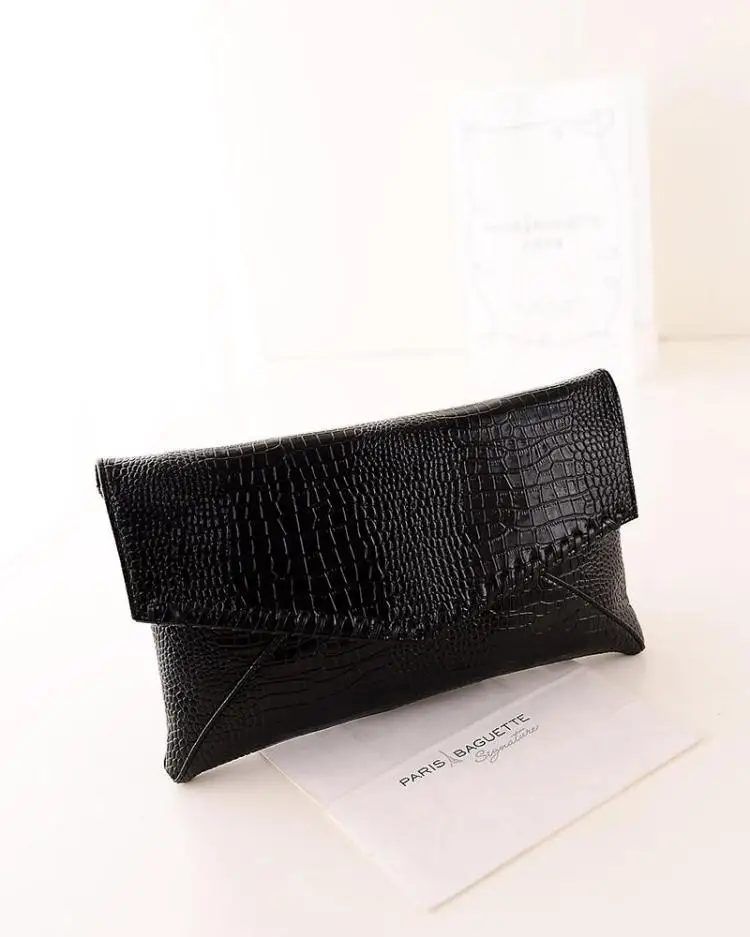 Европейская и американская мода tide сумка женская bag2019 зимняя высококачественная крокодиловая узор клатч-конверт сумка Повседневная коготь сумка - Цвет: black