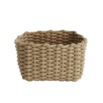 

Storage Basket Straw Handmade Cotton Rope Storage Basket for Home Finishing Soft Outfit Photography Display