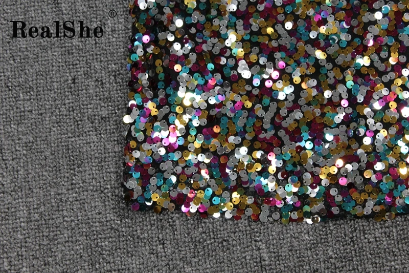 RealShe Tshirt Women O-Neck Short Sleeve Sequins T Shirt Women Summer Casual Elegant T-shirt Femme Fashion Women's T-shirts