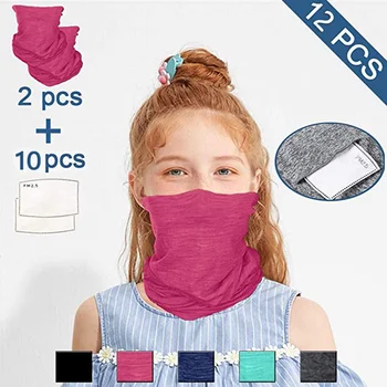 

2 Mouth Masks 10 Filters Kids Mouth Masks Head Scarf Neck Cover Washable Face Mask Cycling Mask Outdoor Sports Face Sheild