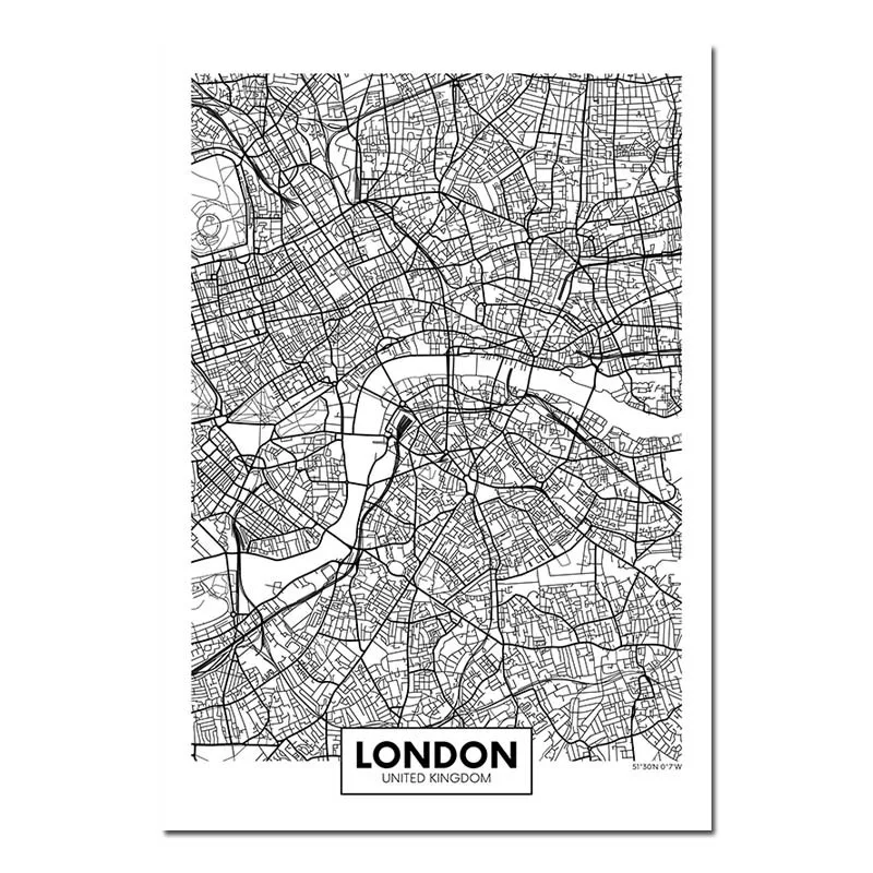 Rotterdam New York London Capital City Map Wall Art Poster Canvas Print Picture 