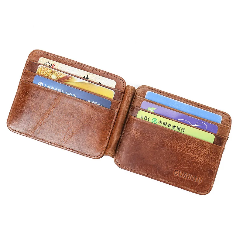 Goede Gubintu Merk Echt Leer Geld Clips Portefeuilles Mannen Vrouwen Kaarthouder Credit Id Card Paspoort Case Billfold