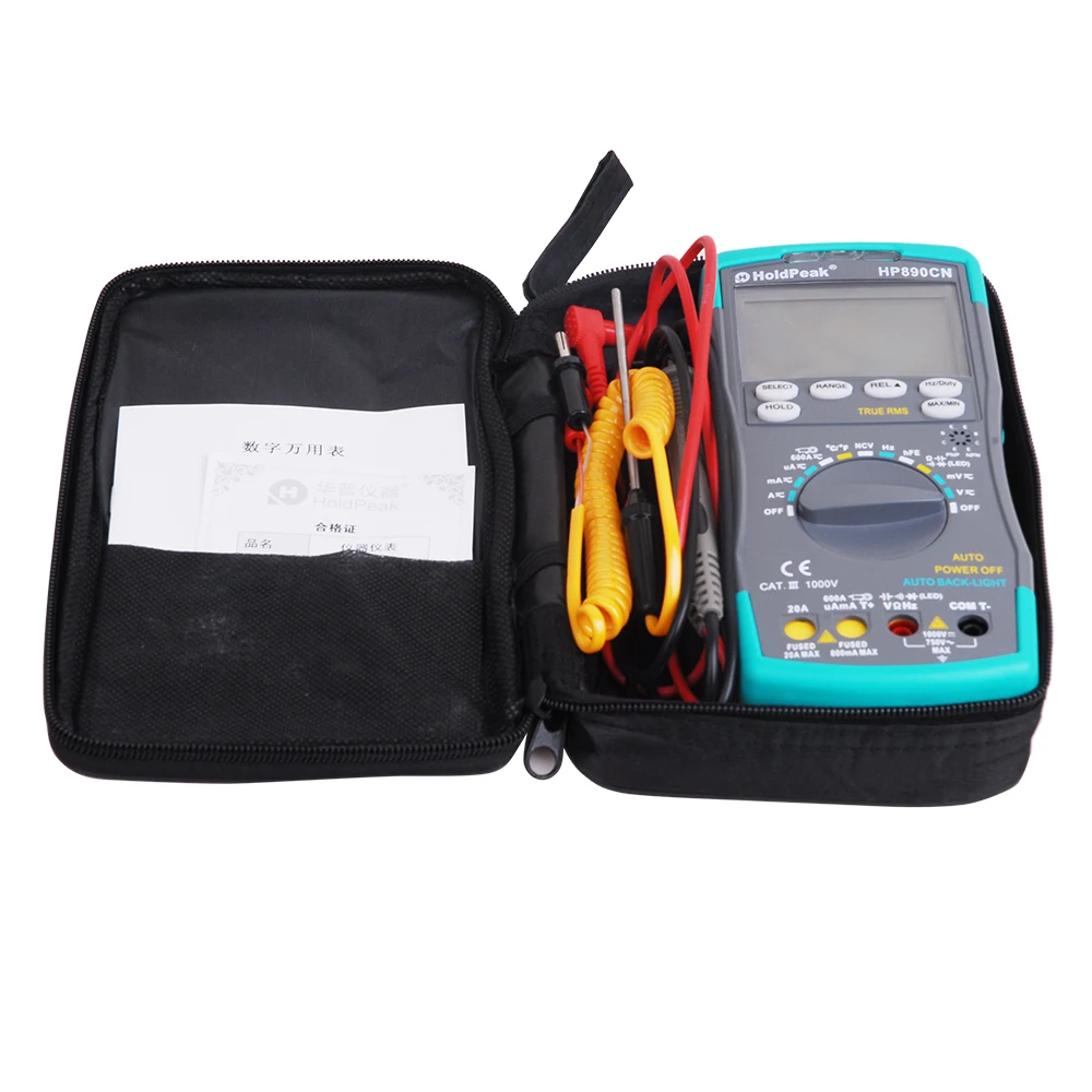 Стабильный цифровой мультиметр с ЖК дисплеем HoldPeak HP890CN максимальное напряжение
