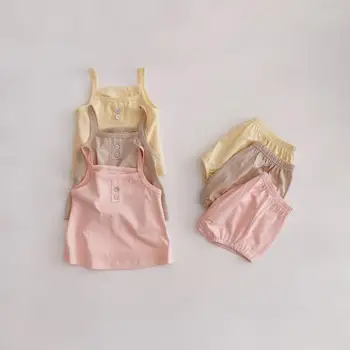

2020 Korea Style Baby Girls 2 Pcs Set Vest +Shorts Fashion Summer Girls Suits 0-3 years QH618