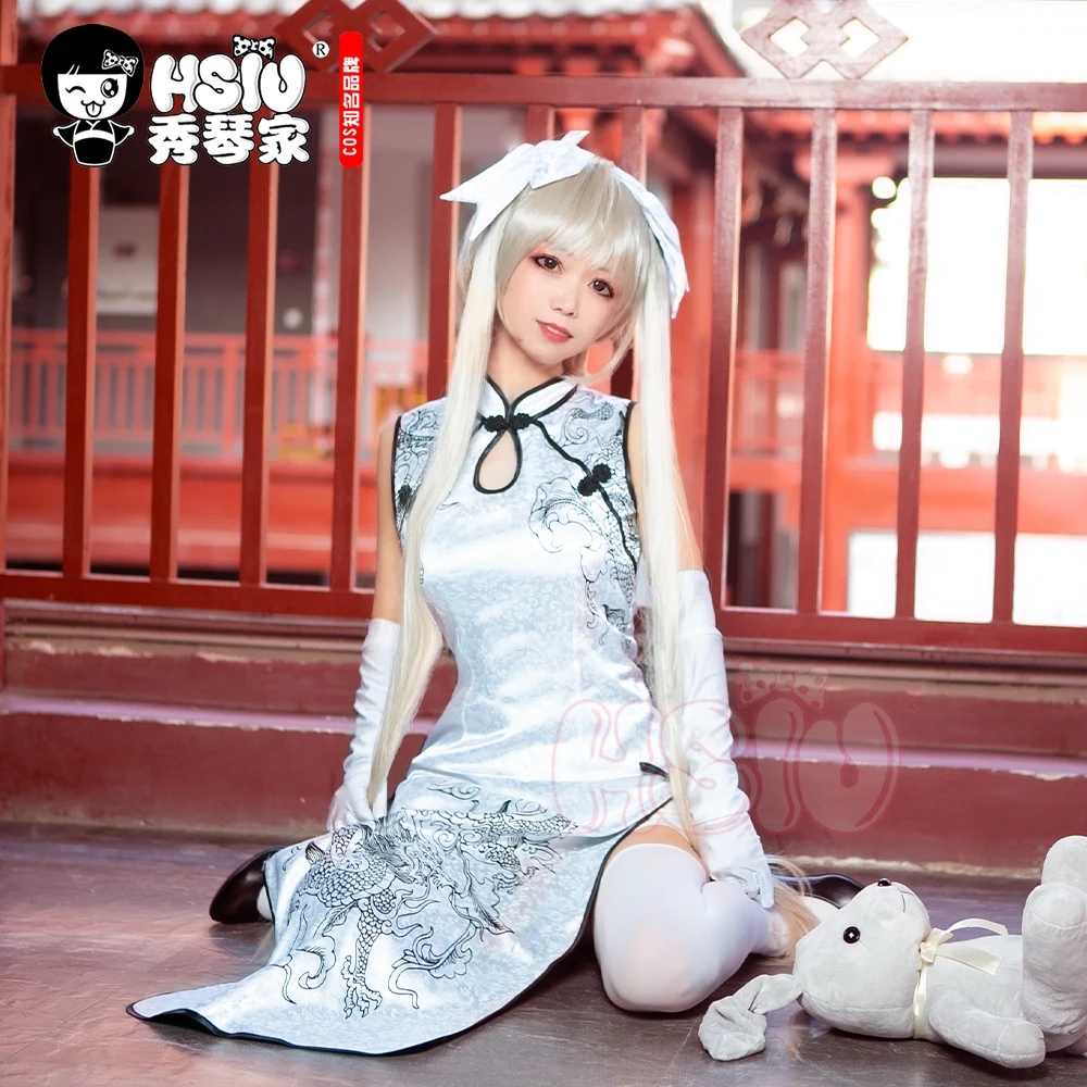 HSIU Sora Kasugano cheongsam Yosuga no одежда для косплея белый или черный костюм перчатки и носки