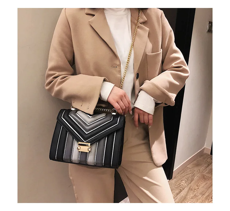 Европейская дамская модная квадратная сумка качество PU кожа женская роскошная дизайнерская сумочка замок цепь плечо Bolsa Feminina