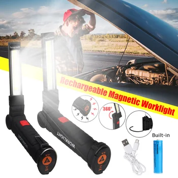 

Smuxi Portable COB LED Work Light USB Rechargeable Flashlight Magnetic COB Lanterna Torch Hanging Hook Lamp 18650