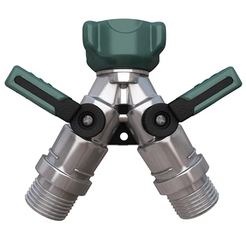 

Metal Body Garden Hose Splitter Bolted & Threaded.Easy Grip,Smooth Long Handles Y Valve + 2 Kink Free 8cm Hose Savers