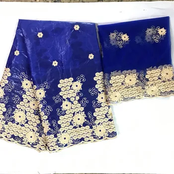 

Nigerian lace fabric royal blue bazin riche fabric 2020 nouveau cotton guinea brocade fabric high quality bazin lace 5+2yards
