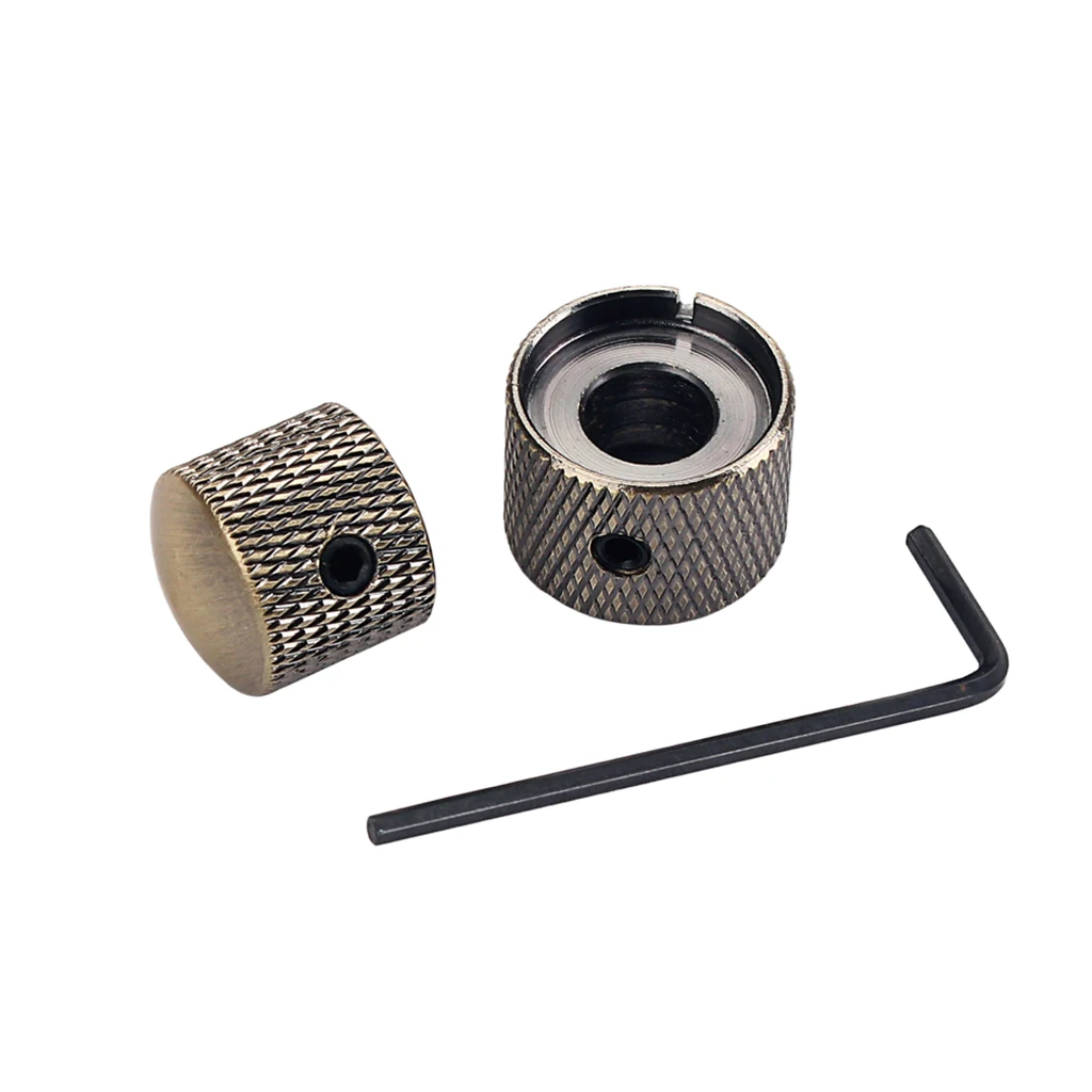 Steel Iron Double Layer Guitar Potentiometer Knobs With Wrench String Instrument Parts
