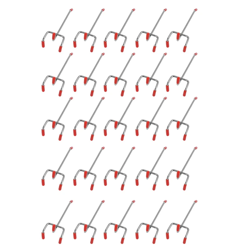 25Pcs 100Mm Pegboard Hooks Slat Wall Retail Display Shop Peg Hang Fits Home Hanger Chrome Metal 1-1.5Kg Loading | Дом и сад