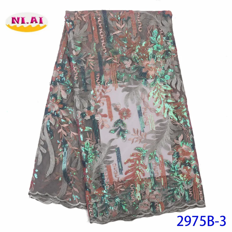 NIAI африканская кружевная ткань высокое качество французская кружевная ткань вышитое нигерийское Тюлевое кружево ткань для свадебного платья XY2975B-6