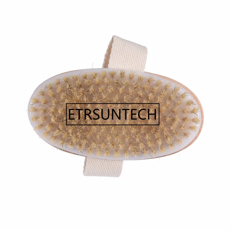 50pcs Natural Shower Brush Massage Brush Boar Bristles Soft Bath Brush Wooden Bathroom Shower Clearning Tool