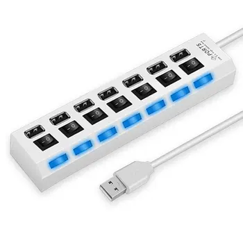 

4 Ports/7 Ports LED USB 2.0 Adapter Hub Power on/off Switch For PC Laptop Switches Adapter Cable Splitter for PC Laptop