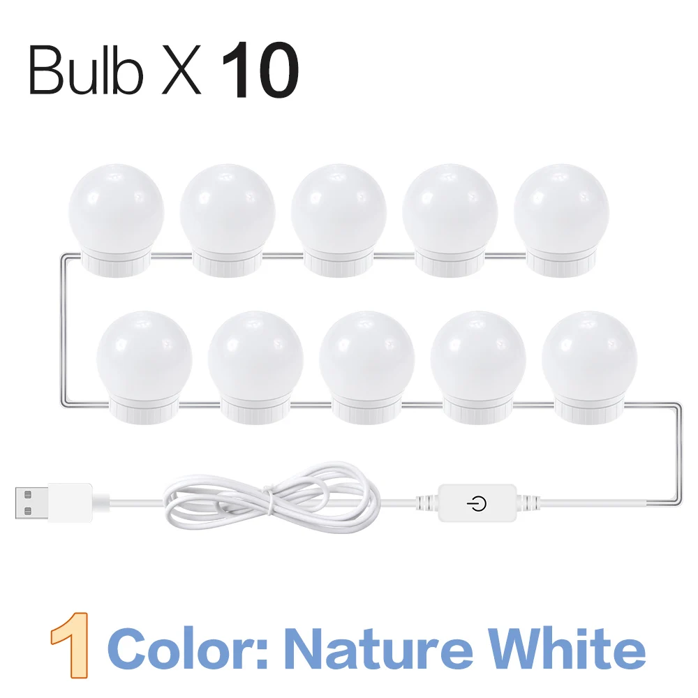 Kit d'ampoules de miroir de courtoisie de la Confédération, lumière de  maquillage LED, 3 couleurs, ampoule cosmétique à intensité variable, lampe  murale, USB, 12V - AliExpress