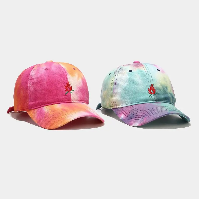 

2020 Summer Cap Women Fire Tie-dye Baseball Cap Fashion Dad Hats Men Baseball Cap Cotton Outdoor Simple Vintage Visor Casual Cap