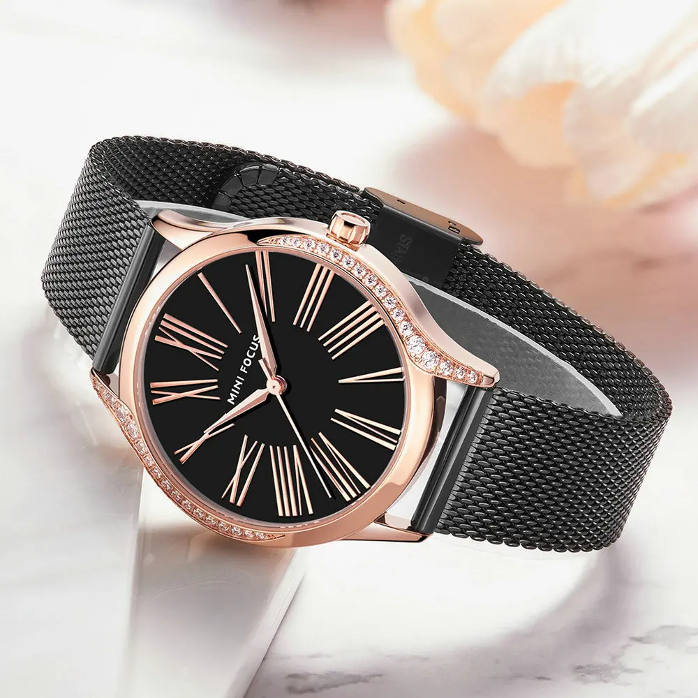 

MINIFOCUS Fashion Iced Out Watch Women Waterproof Quartz Female Clock Diamond Watches Mesh Strap Ladies Watches Top Brand Luxury