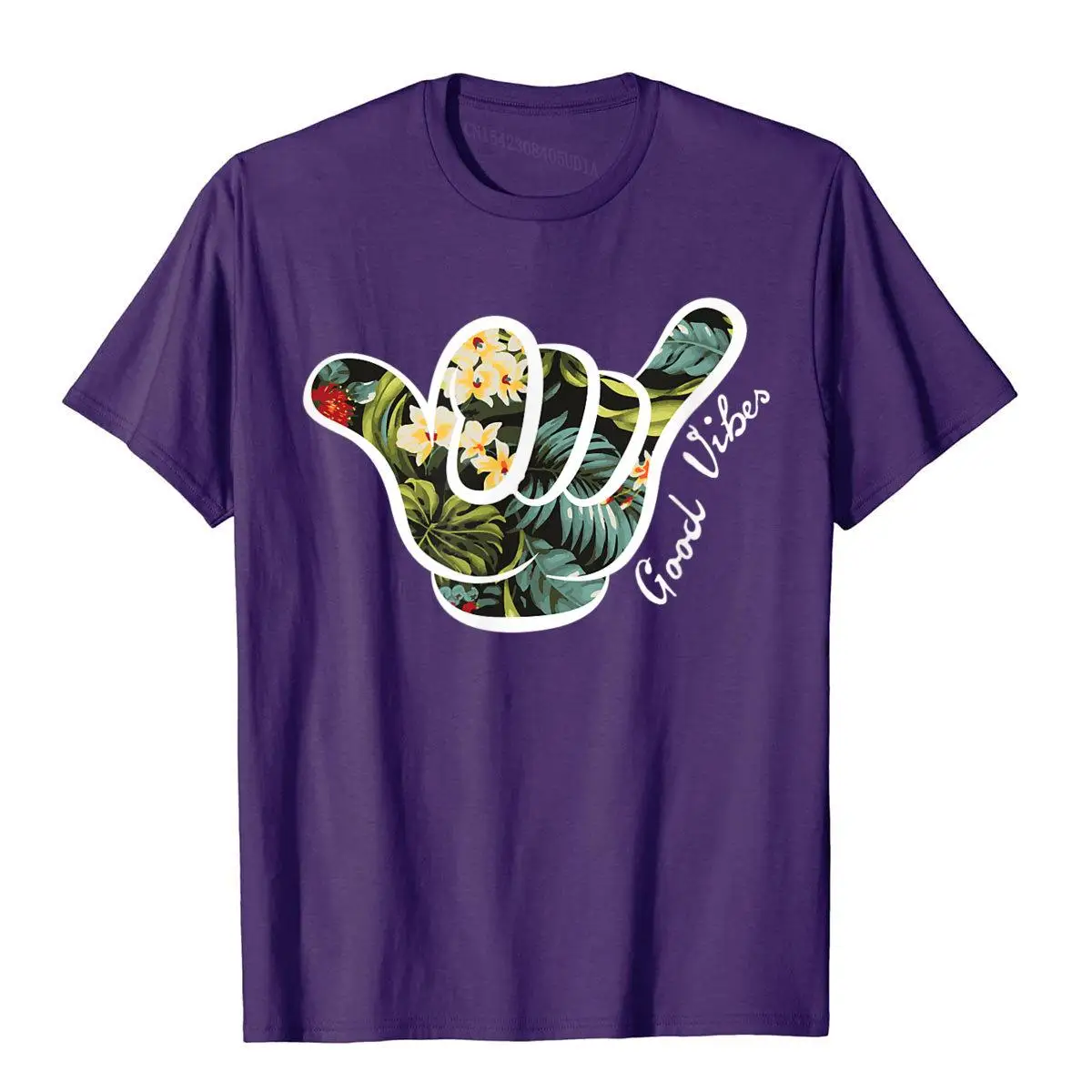 Shaka Good Vibes Funny Brah Hang Loose Aloha Floral T-shirt__B9819purple